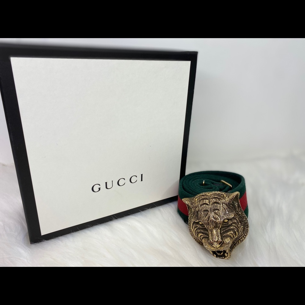 Gucci Men’s Red and Green Feline Head
